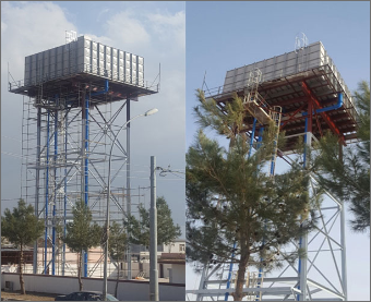 newly installed water tank in Kurdistan, featuring a sturdy cylindrical structure with a capacity to store and distribute water.